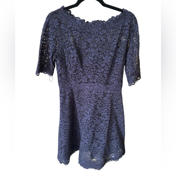 Teri Jon by Rickie freeman Elegant Lace Dress in Navy Blue size 10 - Picture 5 of 7